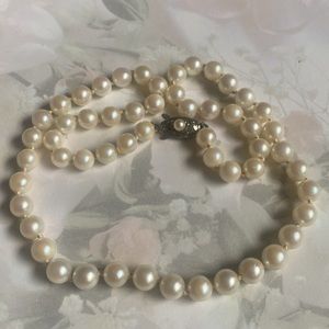 Vintage Japanese South Sea Akoya 6.5mm Pearls W S.Silver Hallmarked Etched Clasp